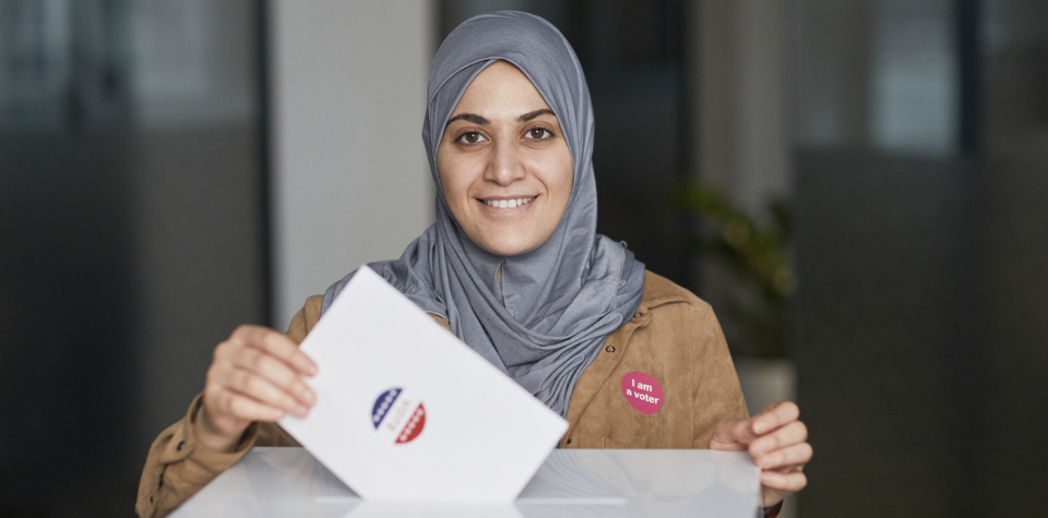 Woman voting now