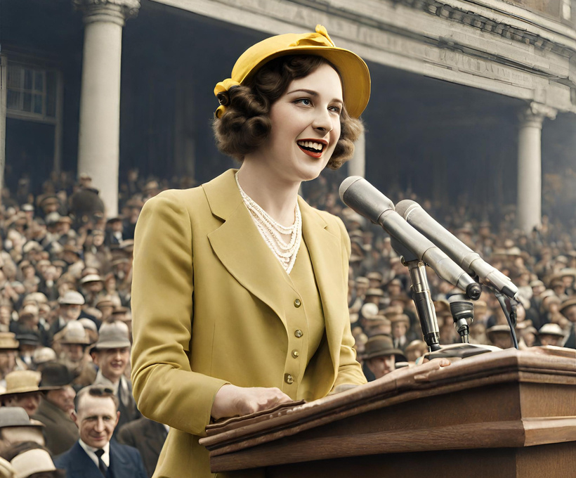 Woman on podium